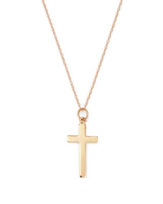 14K Yellow Gold Cross Necklace, 18" - Exclusive