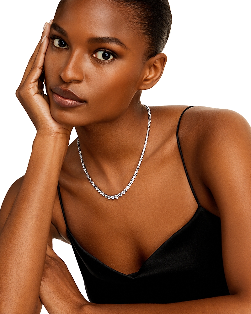 Bloomingdale's Fine Collection Diamond Graduated Tennis Necklace in 14K White Gold, 15.0 tcw