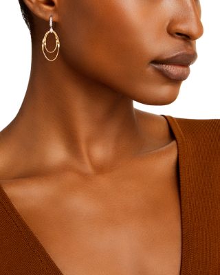 18K Yellow Gold Onde Double Loop Hook Earrings