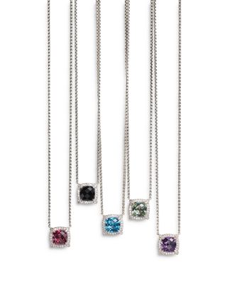 Sterling Silver Chatelaine Prasiolite & Diamond Pendant Neckalce, 18" - Exclusive