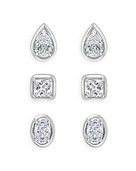 Bloomingdale's - Princess Cut, Pear or Oval Shaped Stud Earring in 14K White Gold, 0.33-0.56 ct. t.w. - 100% Exclusive