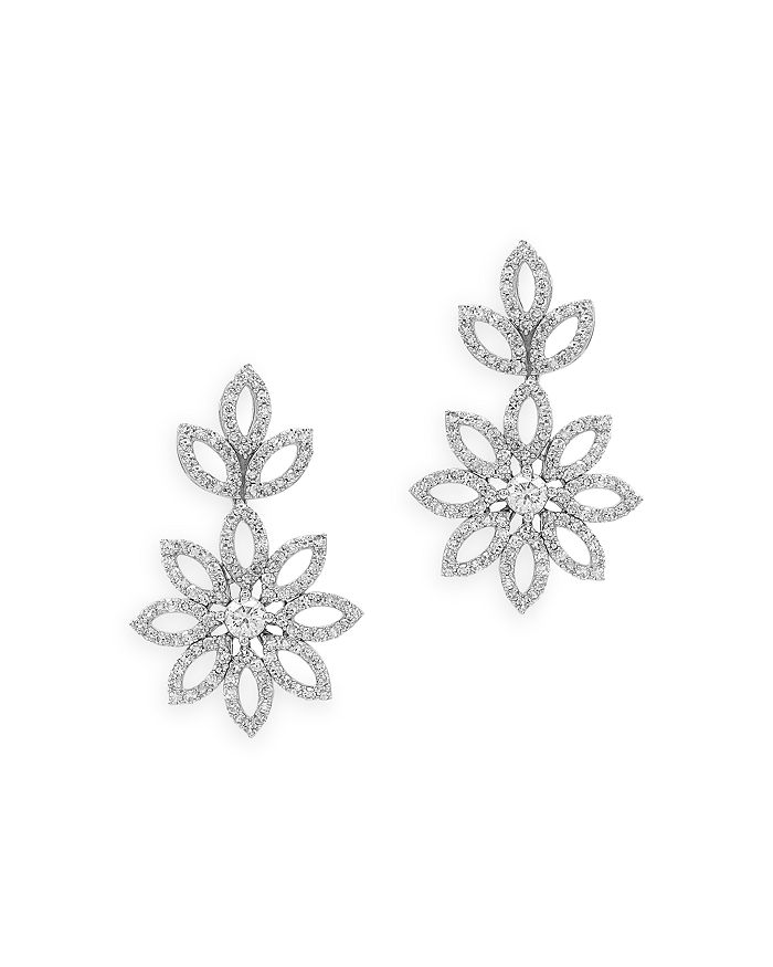 Bloomingdale's - Diamond Flower Drop Earrings in 14K White Gold, 2.0 ct. t.w. - 100% Exclusive