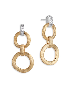 Marco Bicego 18K White & Yellow Gold Jaipur Diamond Double Drop Earrings