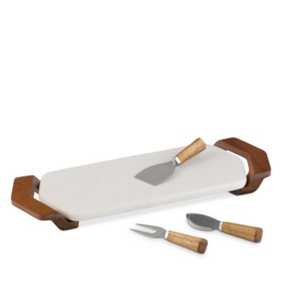 Chevron Cheese Tray with Knives