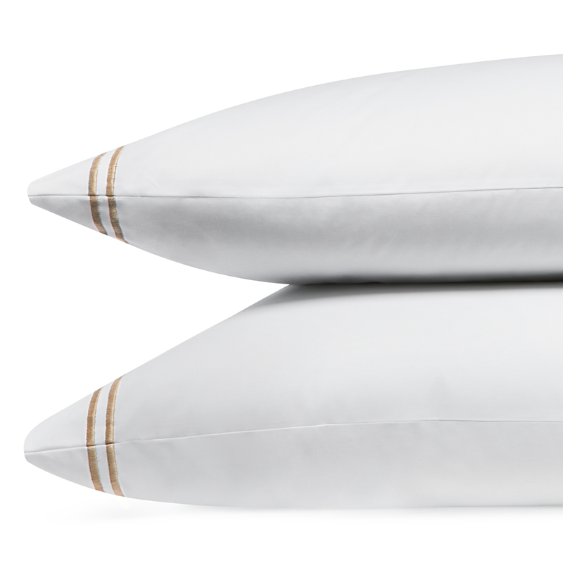 Frette Hotel Classic Standard Pillowcase Pair In White/khaki