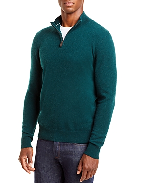 The Men's Store At Bloomingdale's Cashmere Half-zip Sweater - 100% Exclusive In Hunter Green