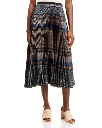 VANESSA BRUNO Fadia Printed Pleated Midi Skirt | Bloomingdale's