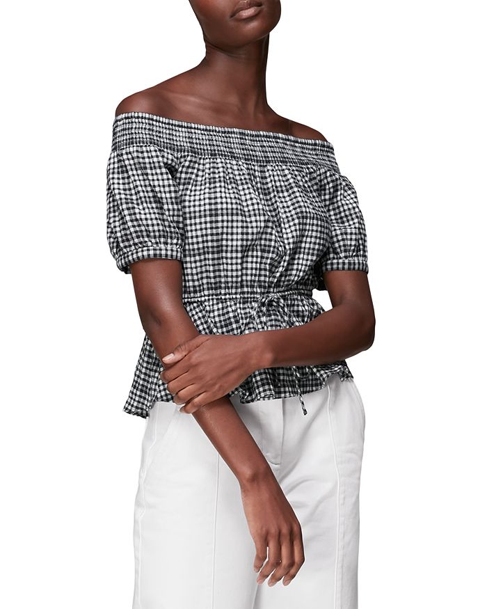 Whistles Check Bardot Top Bloomingdale's