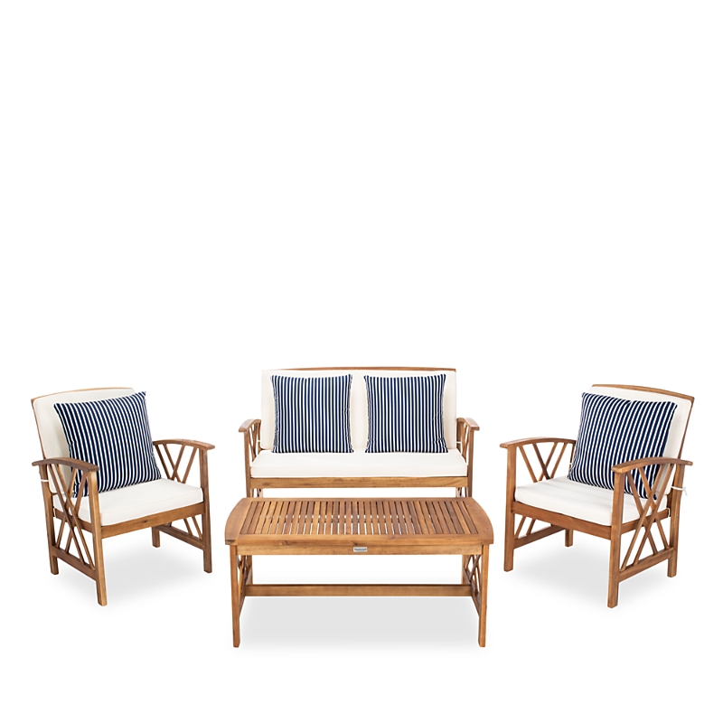 Safavieh Fontana 4-Piece Outdoor Living Set with Accent Pillows