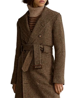 Ralph Lauren Herringbone Tweed Trench Coat | Bloomingdale's