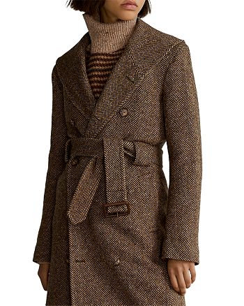 Ralph Lauren Herringbone Tweed Trench Coat | Bloomingdale's