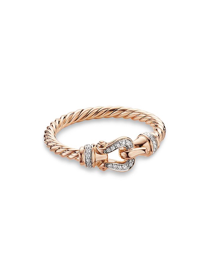 David Yurman - Petite Buckle Ring in 18K Rose Gold with Diamonds