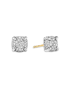 DAVID YURMAN STERLING SILVER PETITE CHATELAINE DIAMOND PAVE STUD EARRINGS,E14291DSSADI