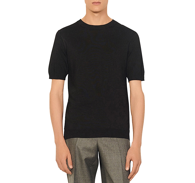 Sandro Pablo Solid Knit Tee In Black