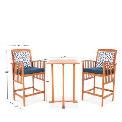 Pate 3 Piece Outdoor Bistro Set with Accent Pillows