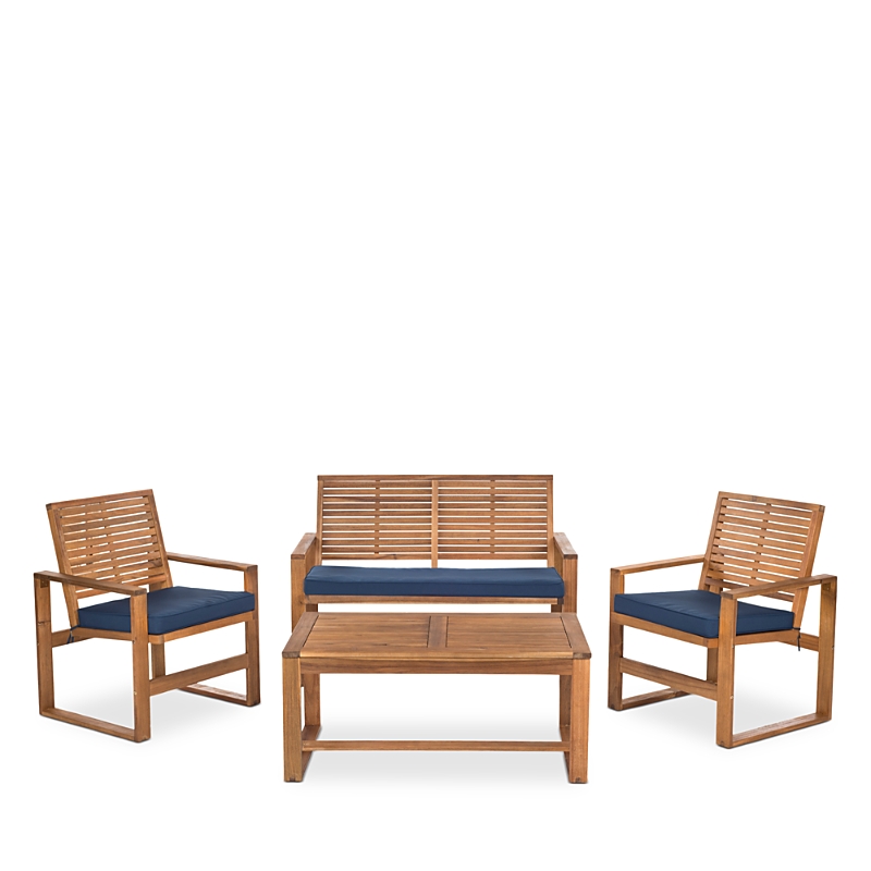 Safavieh Ozark 4 Piece Outdoor Living Set In Navy