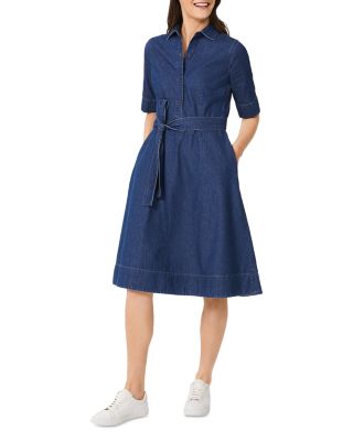 HOBBS LONDON Fern Denim Fit And Flare Dress | Bloomingdale's Women