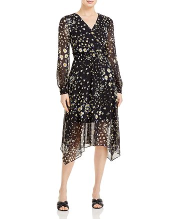 KARL LAGERFELD PARIS Asymmetric Chiffon Midi Dress | Bloomingdale's