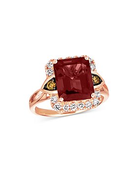 Bloomingdale's - Garnet & Champagne & Brown Diamond Halo Ring in 14K Rose Gold - 100% Exclusive