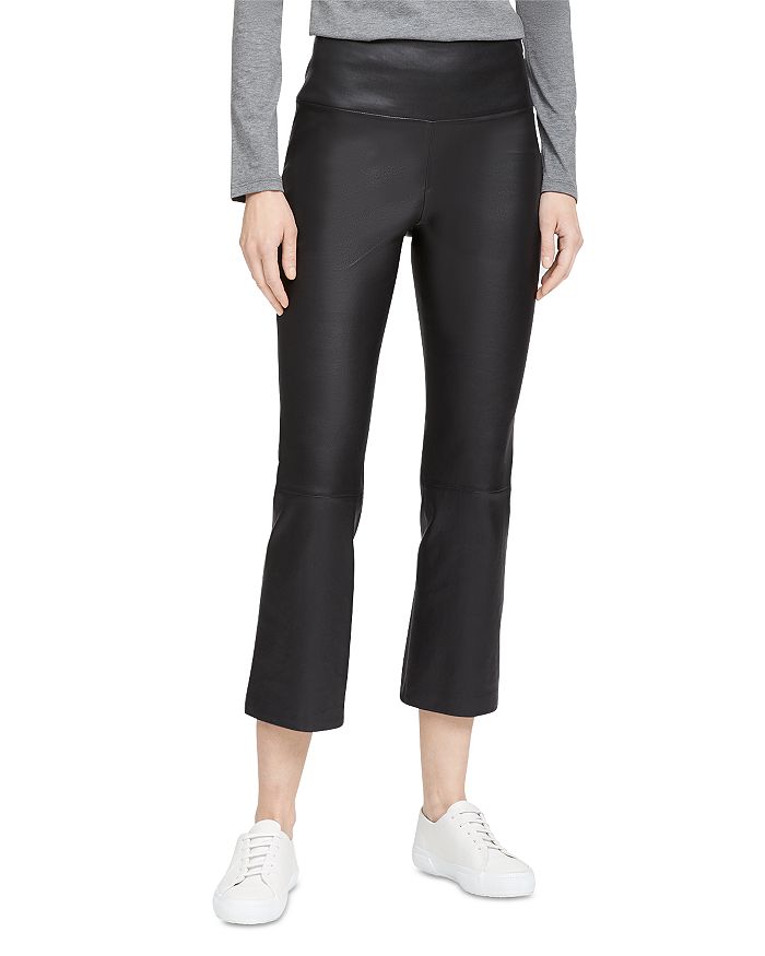 Theory Leather Cropped Kick Flare Pants