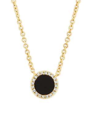Moon & Meadow 14k Yellow Gold Kate Onyx & Diamond Halo Pendant Necklace, 18 - 100% Exclusive In Black/gold