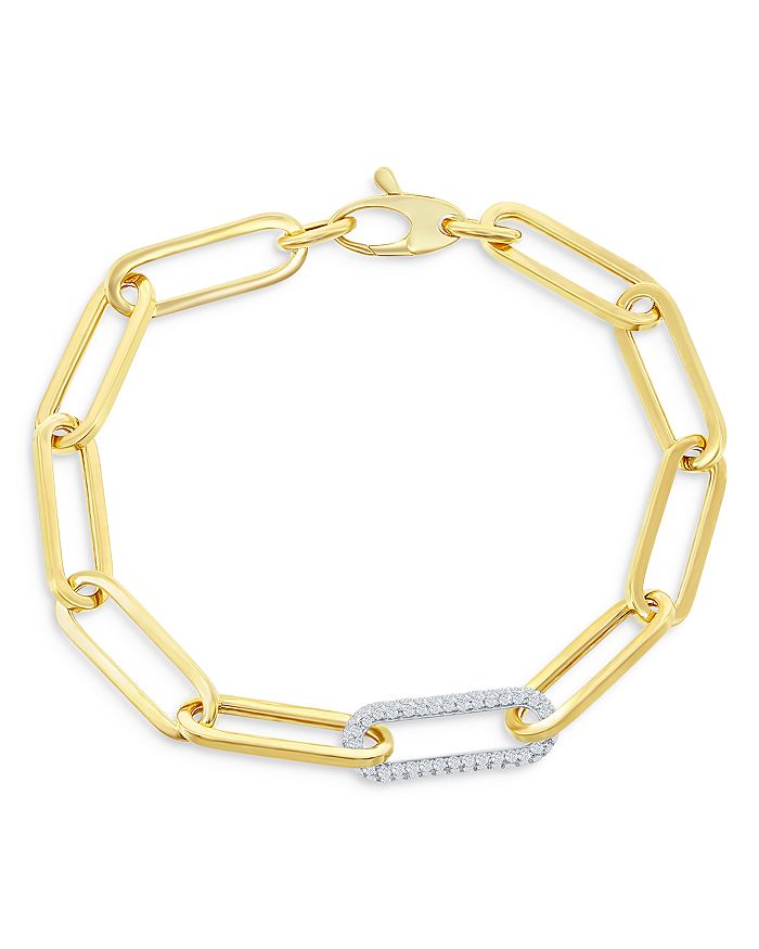 Bloomingdale's Diamond Paperclip Bracelet in 14K White & Yellow Gold, 0 ...