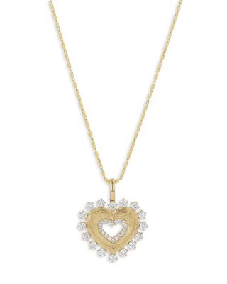 Bloomingdale's Diamond Heart Pendant Necklace In 14K Yellow Gold , 0.75 ...