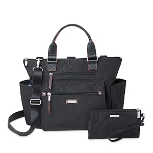 Shop Baggallini 3-in-1 Convertible Backpack With Rfid Phone Wristlet In Black Cheetah Emboss