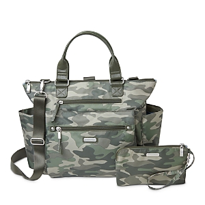 Baggallini 3-in-1 Convertible Backpack With Rfid Phone Wristlet In Olive Camo
