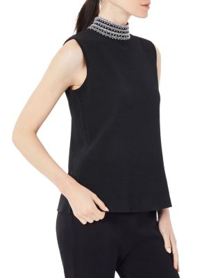 Embroidered Mock Neck Tank