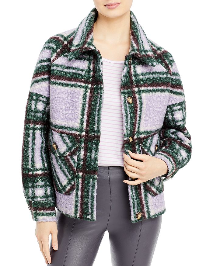 Calvin Klein Plaid Faux Sherpa Jacket Bloomingdale's
