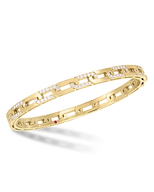 Roberto Coin 18K Yellow Gold Navarra Diamond Chain Overlapping Link Bangle Bracelet