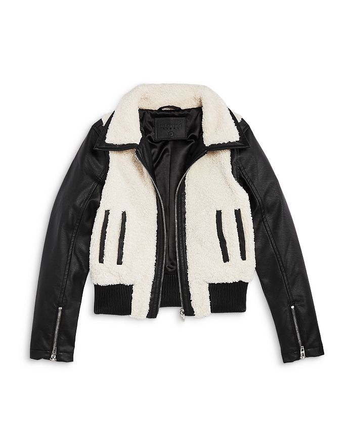 BLANKNYC Girls Faux Leather Sherpa Jacket Big Kid