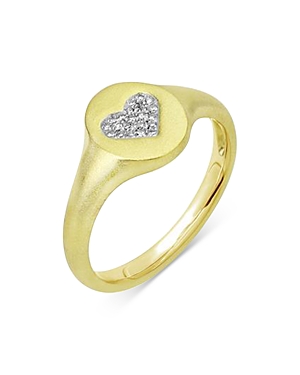 MEIRA T 14K YELLOW GOLD DIAMOND HEART SIGNET RING,1R4694Y4