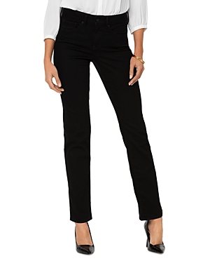 Shop Nydj Marilyn High Rise Straight Jeans In Black