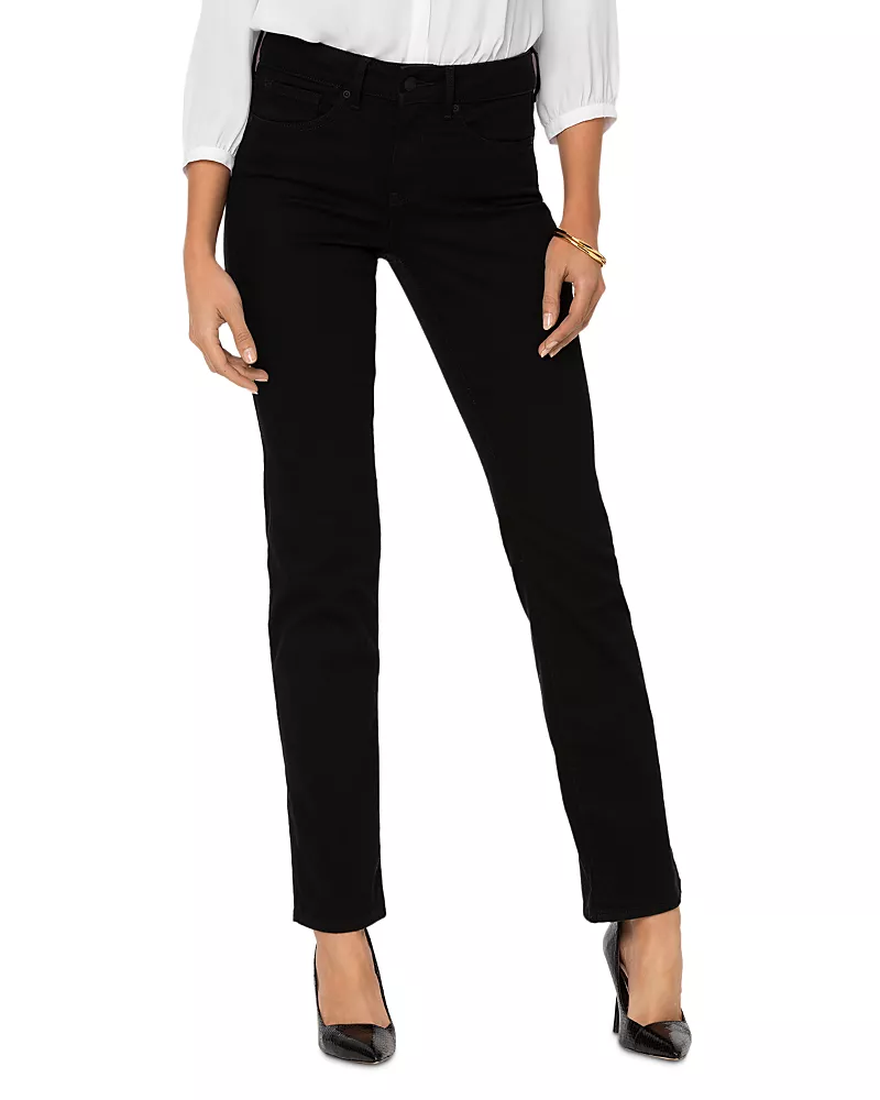 Nydj Marilyn High Rise Straight Jeans in Black