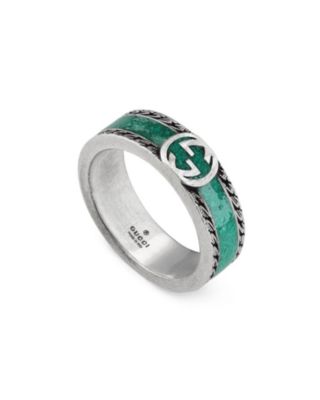 指輪・リング GUCCI  gg ring in silver with enamel Gucci Sterling Silver & Enamel Interlocking G Ring