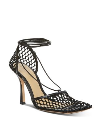 Bottega Veneta Women's Stretch Mesh Ankle Tie Sandals Bottega Veneta Women's Stretch Mesh Ankle Tie Sandals