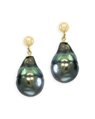 Bloomingdale's Fine Collection Tahitian Cultured Pearl Drop Earrings in 14K Yellow Gold - Exclusive