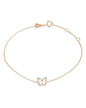 Adina Reyter 14k Yellow Gold Turquoise & Diamond Butterfly Chain Bracelet