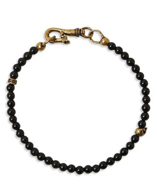 John Varvatos - Brass Skull Onyx Bead Bracelet