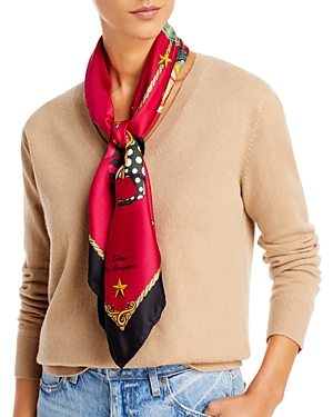 Echo Animal Menagerie Silk Square Scarf In Cerise