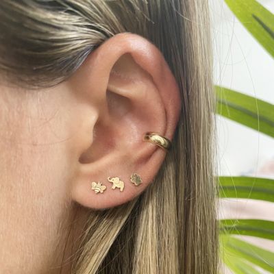14K Yellow Gold Itty Bitty Paw Single Stud Earring