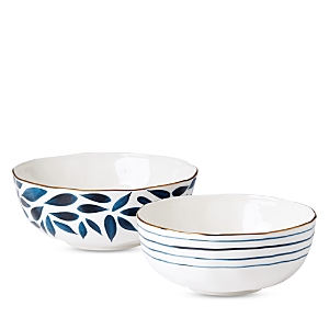 Lenox Blue Bay Nesting Bowls, Set Of 2 In White