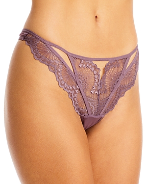 Thistle & Spire Kane Lace Thong In Aubergine
