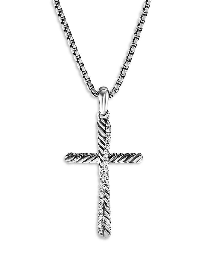 David Yurman - Sterling Silver Amulets Diamond Draped Cross Pendant
