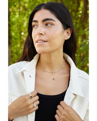 14K Yellow Gold Small Textured Bead Link Statement Necklace, 15-16"