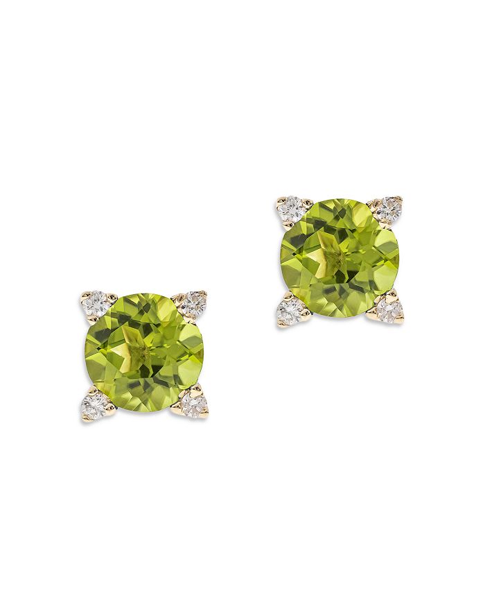 Bloomingdale's Gemstone & Diamond Stud Earring Collection In 14k Gold, 0.04 Ct. T.w. - 100% Exclusive In Green/gold