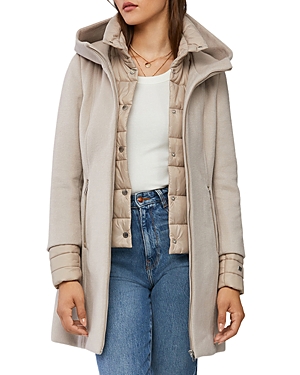 Soia & Kyo Rooney Hooded Mixed Media Coat In Fawn