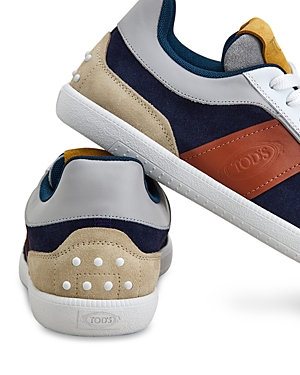 Tod's Men's Casetta Color Blocked Lace Up Sneakers In Navy Multi